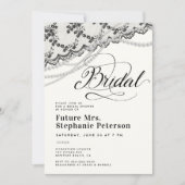 Diamonds Parels Kant Zwart Ivoor Vrijgezellenfeest Kaart (Voorkant)