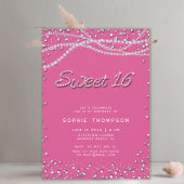 Diamonds Parels  Meisje Roze Elegant Sweet 16 Kaart