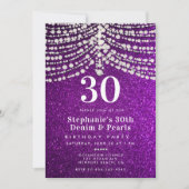 Diamonds Parels Paarse Glitz Glam 30e Verjaardag Kaart (Voorkant)