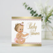 Diamonds Parels Roze Goud Baby shower Kaart (Staand voorkant)
