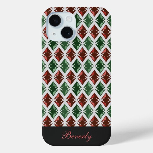 Diamonds Patroon Geometrisch Rood Groen elke naam Case-Mate iPhone Case (Achterkant)