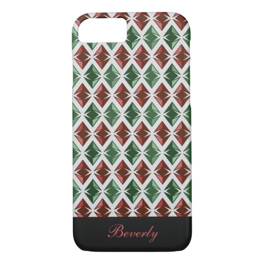 Diamonds Pattern Geometric Red Green elke naam Case-Mate iPhone Case (Achterkant)
