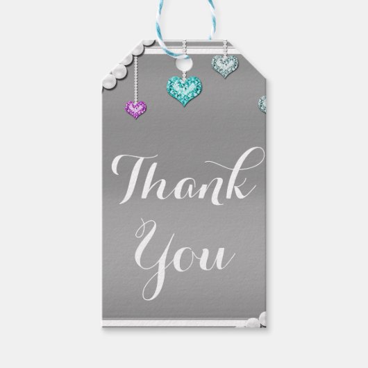 Diamonds & Pearls Bling Jewels Glam Birthday Party Cadeaulabel (Voorkant)