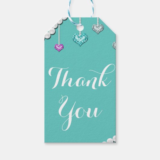 Diamonds & Pearls Bling Jewels Glam Birthday Party Cadeaulabel (Voorkant)