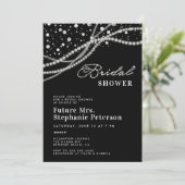 Diamonds Pearls Elegant Zwart Wit Vrijgezellenfees Kaart (Staand voorkant)