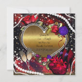 Diamonds Pearls Heart High Heels Quinceañera Kaart (Achterkant)