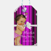Diamonds & Pearls Hot Roze  Baby shower Cadeaulabel (Achterkant)