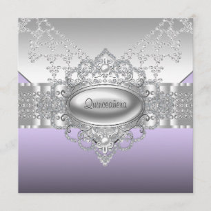 Diamonds Pearls Paarse Quinceanera Uitnodigingen