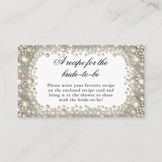 Diamonds Pearls Vrijgezellenfeest Recept voor de b Informatiekaartje (Voorkant)