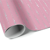 Diamonds Pink Silver Stripes Stippen Drops Vip Cadeaupapier (Rol Hoek)