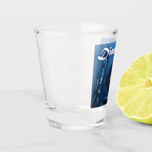 Diamonds Poker Spelen Kaart Pak op Blauw Shot Glas (Links)