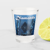 Diamonds Poker Spelen Kaart Pak op Blauw Shot Glas (Voorkant)