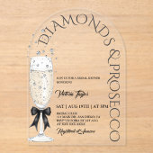 Diamonds & Prosecco Elegant Boog Vrijgezellenfeest Acryl Uitnodigingen (Voorkant)