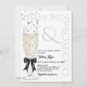Diamonds & Prosecco Elegant Boog Vrijgezellenfeest Kaart (Voorkant)