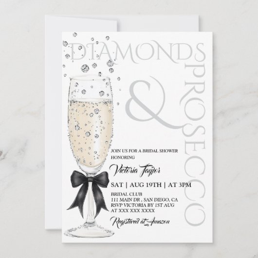 Diamonds & Prosecco Elegant Boog Vrijgezellenfeest Kaart (Voorkant)