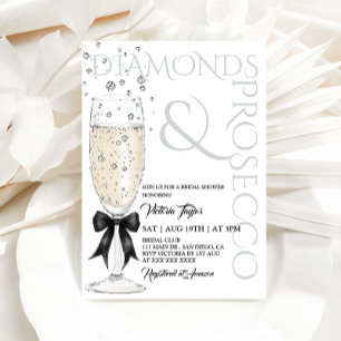 Diamonds & Prosecco Elegante Strik Bridal Shower Kaart