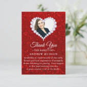 Diamonds Red Funeral Photo Sympathie Hartelijk dan Bedankkaart (Staand voorkant)