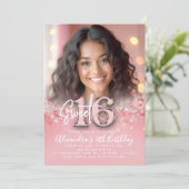 Diamonds Rose Gold Modern Chic Photo Sweet 16 Kaart (Staand voorkant)