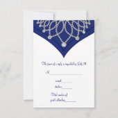 Diamonds Royal Blue Sweet Sixteen Birthday RSVP (Achterkant)