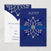 Diamonds Royal Blue Sweet Sixteen Birthday RSVP (Voorkant / Achterkant)