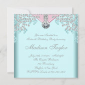 Diamonds Roze Blauwgroen Blauw Sweet Sixteen Birth Kaart (Achterkant)