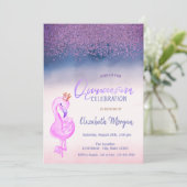 Diamonds, Roze Flamingo Crown Ombre Quinceañera Kaart (Staand voorkant)