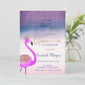 Diamonds, Roze Flamingo Ombre Quinceañera Kaart (Staand voorkant)