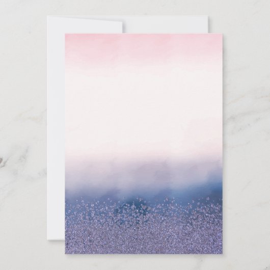 Diamonds, Roze Flamingo Ombre Quinceañera Kaart (Achterkant)