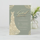 Diamonds Shiny Dress Sage Green Bridal Shower  Kaart (Staand voorkant)