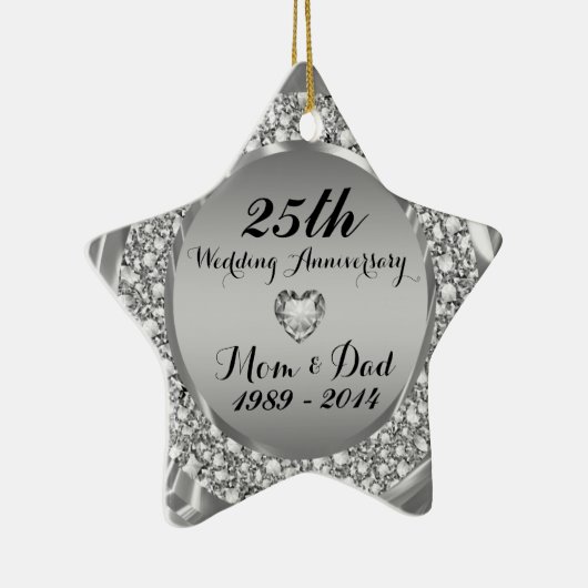 Diamonds & Silver 10e bruiloft Jubileum 2 Keramisch Ornament (Rechts)