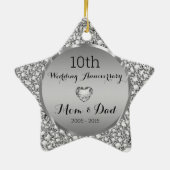 Diamonds & Silver 10e bruiloft Jubileum 2 Keramisch Ornament (Achterkant)
