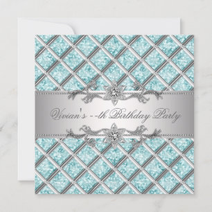 Diamonds Silver Blue All Occasion Party Invitation Kaart