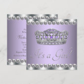 Diamonds Silver Lavendel Paarse Baby shower Kaart (Voorkant / Achterkant)