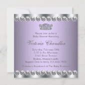 Diamonds Silver Lavendel Paarse Baby shower Kaart (Achterkant)
