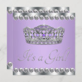 Diamonds Silver Lavendel Paarse Baby shower Kaart (Voorkant / Achterkant)
