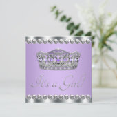 Diamonds Silver Lavendel Paarse Baby shower Kaart (Staand voorkant)