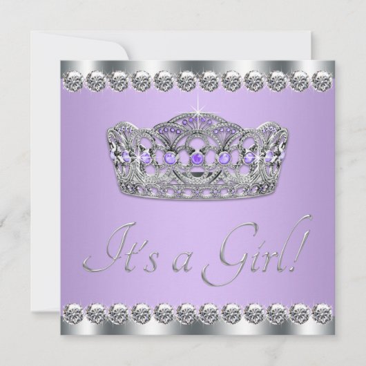 Diamonds Silver Lavendel Paarse Baby shower Kaart (Voorkant)