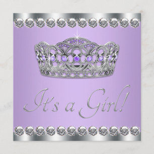 Diamonds Silver Lavendel Paarse Baby shower Kaart