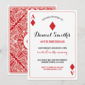 Diamonds speelkaart Birthday Ace Vegas Invite Kaart (Voorkant / Achterkant)