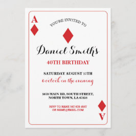 Diamonds speelkaart Birthday Ace Vegas Invite Kaart