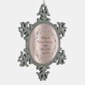 Diamonds Swirls Roos Gold 10th Wedding Jubileum Tin Sneeuwvlok Ornament (Links)