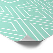 Diamonds White Blauwgroen Turquoise Poster (Hoek)