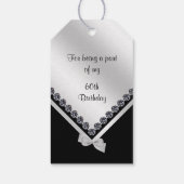  Diamonds & Zilveren Boog 60e Verjaardag Cadeaulabel (Achterkant)