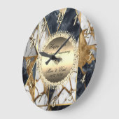 Diamonds Zwart Abstract Marmer 50e bruiloft Grote Klok (Hoek)