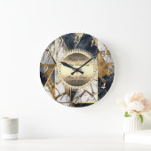 Diamonds Zwart Abstract Marmer 50e bruiloft Grote Klok (Huis)