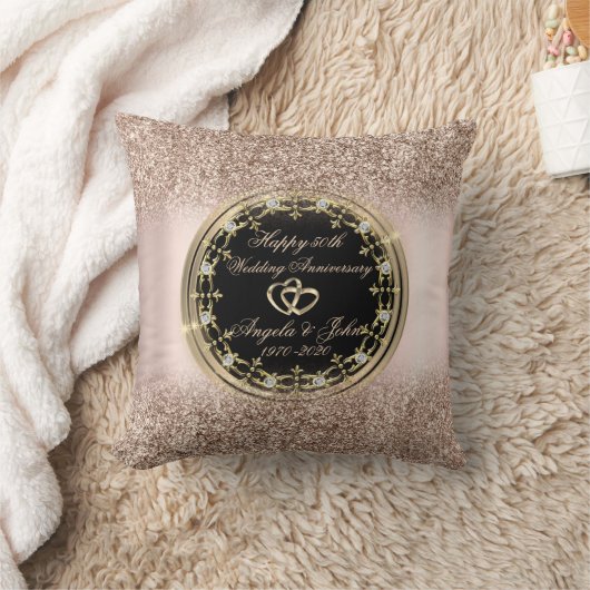 DiamondsHearts Roos Gold Glitter 50ste Jubileum Kussen (Deken)