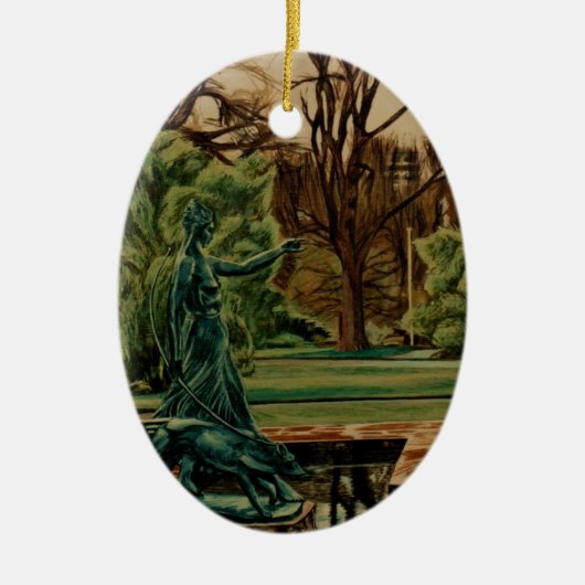 Diana Artemis sculptuur in tuinen Keramisch Ornament (Voorkant)