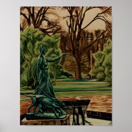 Diana Artemis sculptuur in tuinen Poster (Voorkant)