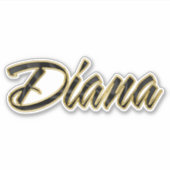 Diana black gold Lettering Aufkleber Sticker (Voorkant)