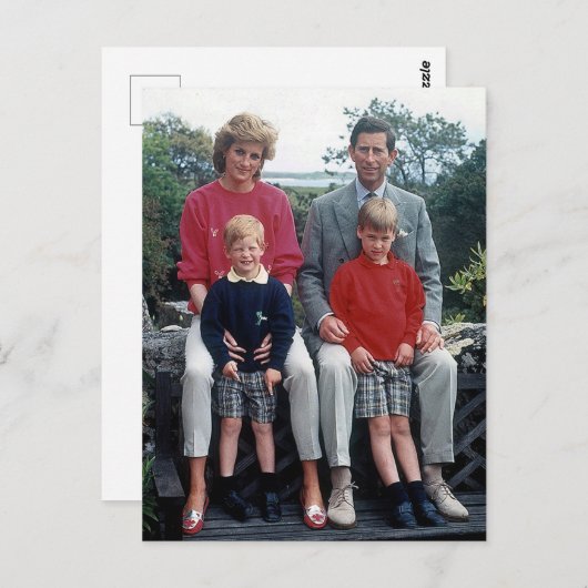 Diana Charles William Harry 1989 Briefkaart (Voorkant / Achterkant)